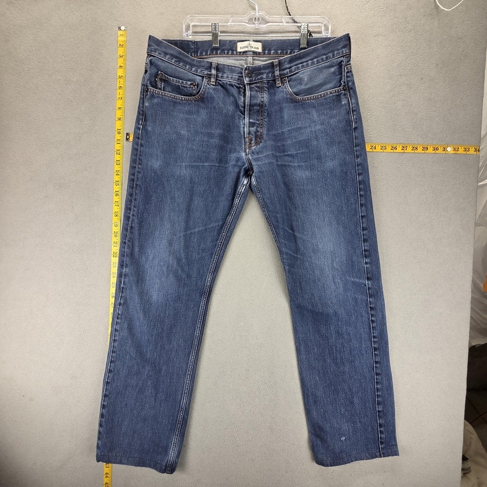 Stone Island Jeans Mens Blue Straight Button Fly Made In Romania Fits 36x30